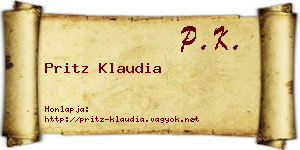 Pritz Klaudia névjegykártya